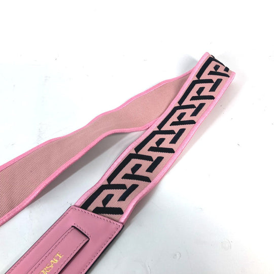 VERSACE Shoulder strap Canvas / leather pink logo Women Used Authentic