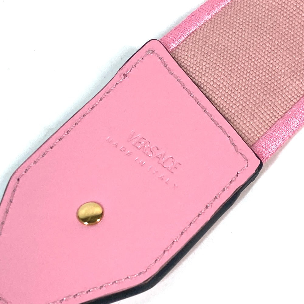 VERSACE Shoulder strap Canvas / leather pink logo Women Used Authentic