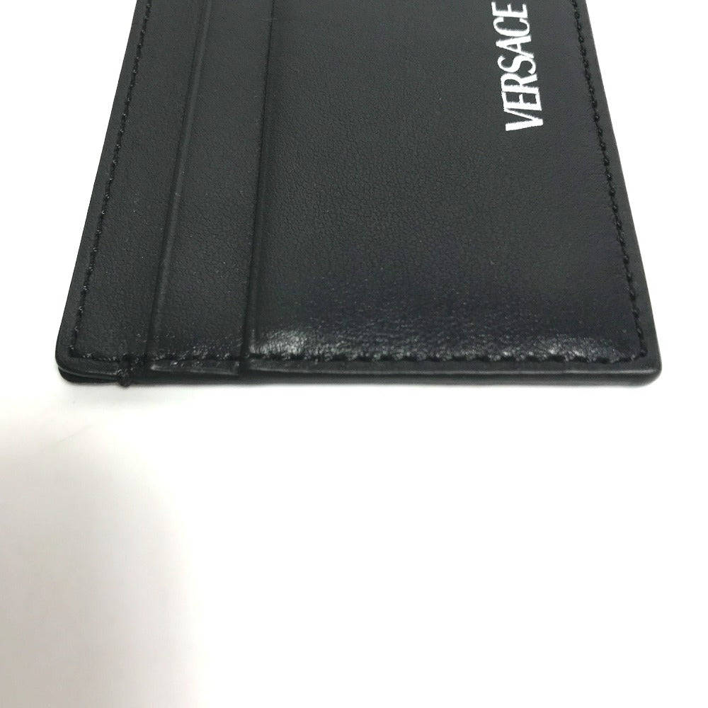 VERSACE Card Case leather black logo Women Used Authentic