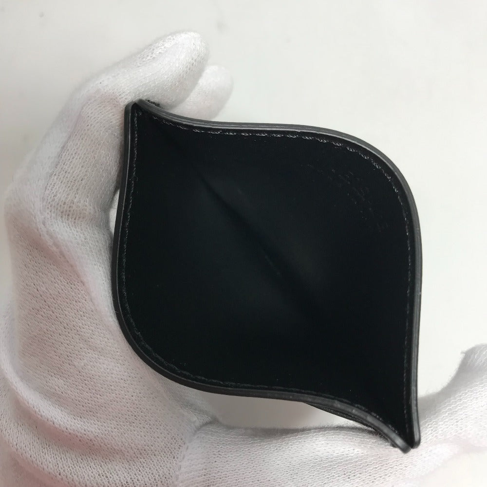 VERSACE Card Case leather black logo Women Used Authentic