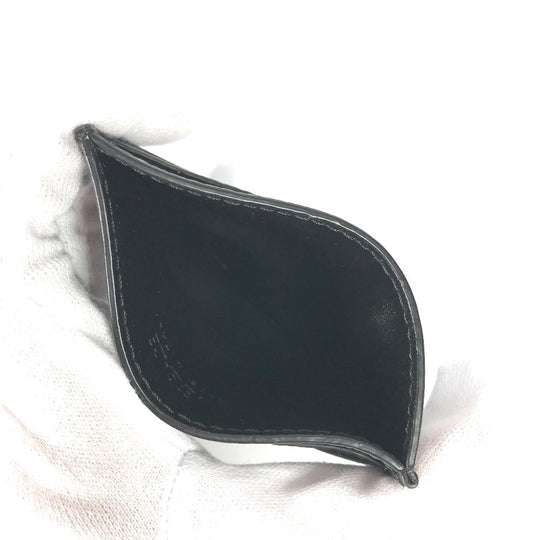VERSACE Card Case leather black With D-ring logo mens Used Authentic