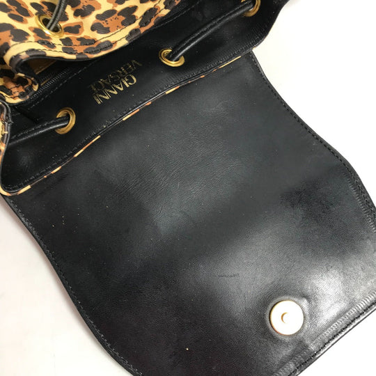 VERSACE Backpack PVC, Leather yellow vintage leopard leopard leopard Women Used Authentic