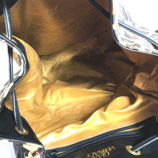 VERSACE Backpack PVC, Leather yellow vintage leopard leopard leopard Women Used Authentic