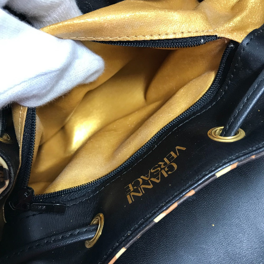 VERSACE Backpack PVC, Leather yellow vintage leopard leopard leopard Women Used Authentic