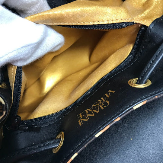 VERSACE Backpack PVC, Leather yellow vintage leopard leopard leopard Women Used Authentic