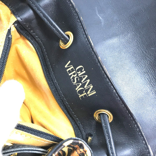VERSACE Backpack PVC, Leather yellow vintage leopard leopard leopard Women Used Authentic