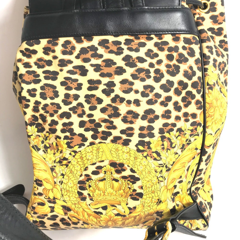 VERSACE Backpack PVC, Leather yellow vintage leopard leopard leopard Women Used Authentic