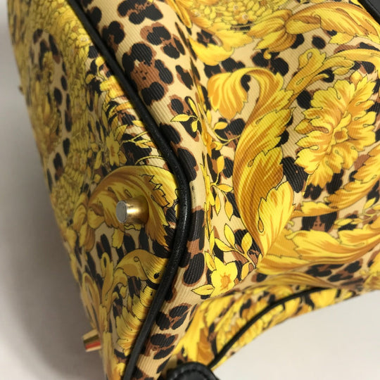 VERSACE Backpack PVC, Leather yellow vintage leopard leopard leopard Women Used Authentic
