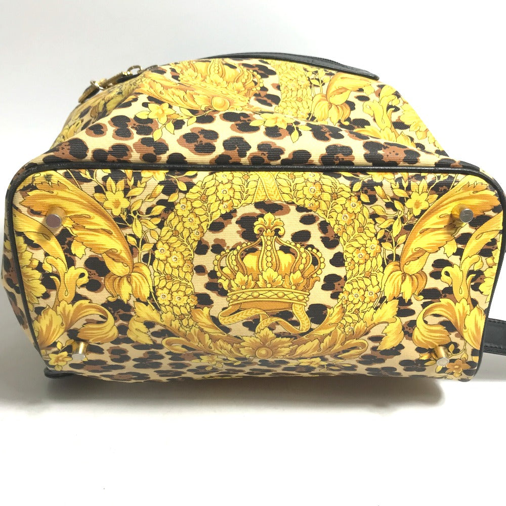 VERSACE Backpack PVC, Leather yellow vintage leopard leopard leopard Women Used Authentic