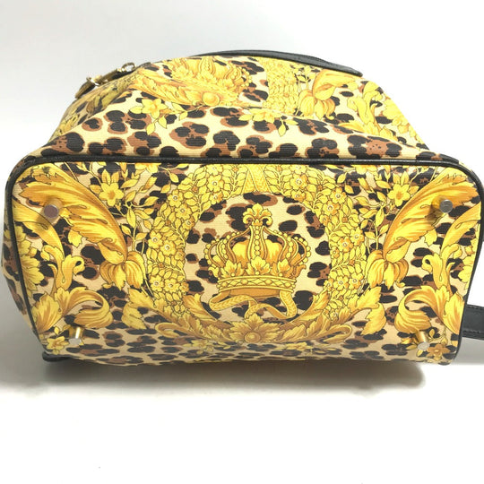VERSACE Backpack PVC, Leather yellow vintage leopard leopard leopard Women Used Authentic