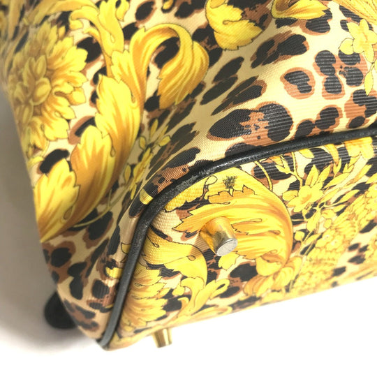 VERSACE Backpack PVC, Leather yellow vintage leopard leopard leopard Women Used Authentic