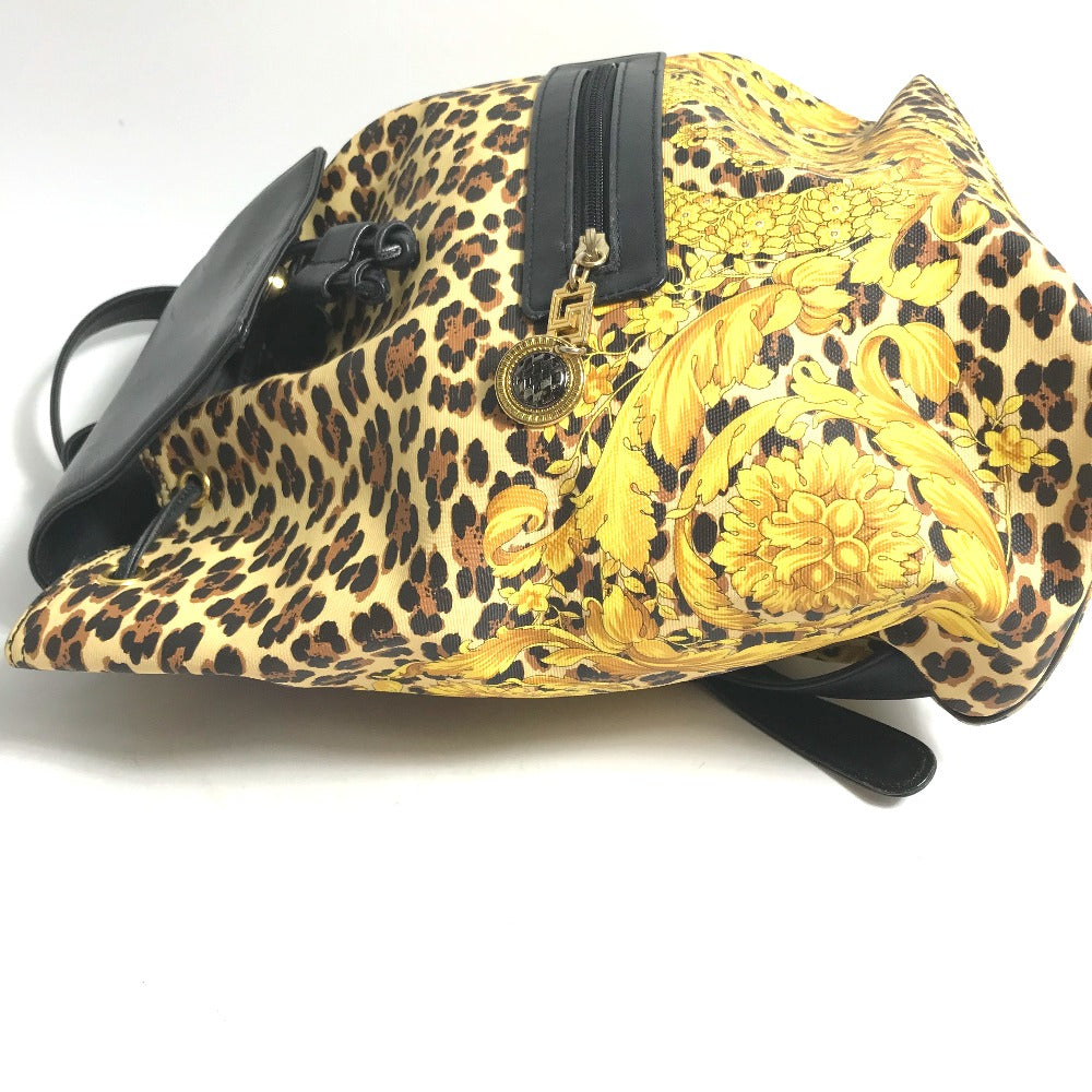 VERSACE Backpack PVC, Leather yellow vintage leopard leopard leopard Women Used Authentic