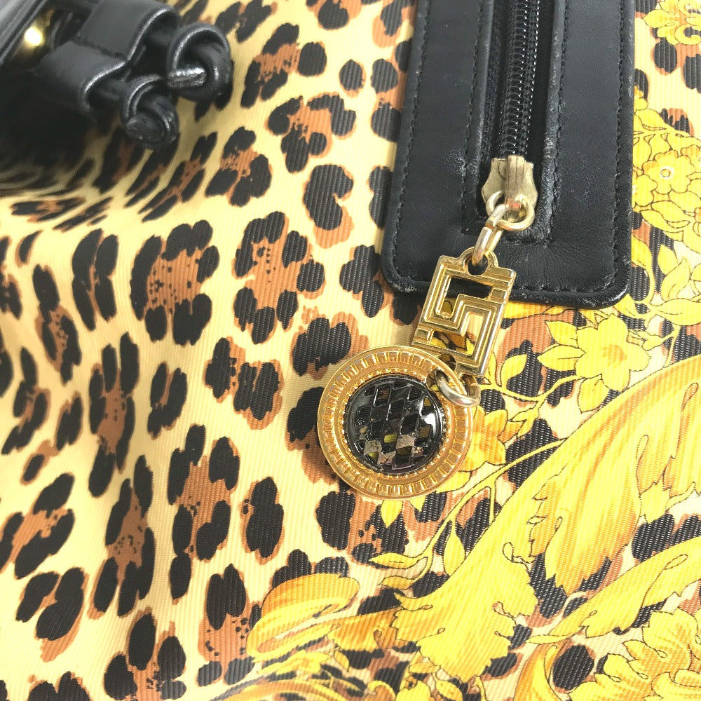 VERSACE Backpack PVC, Leather yellow vintage leopard leopard leopard Women Used Authentic
