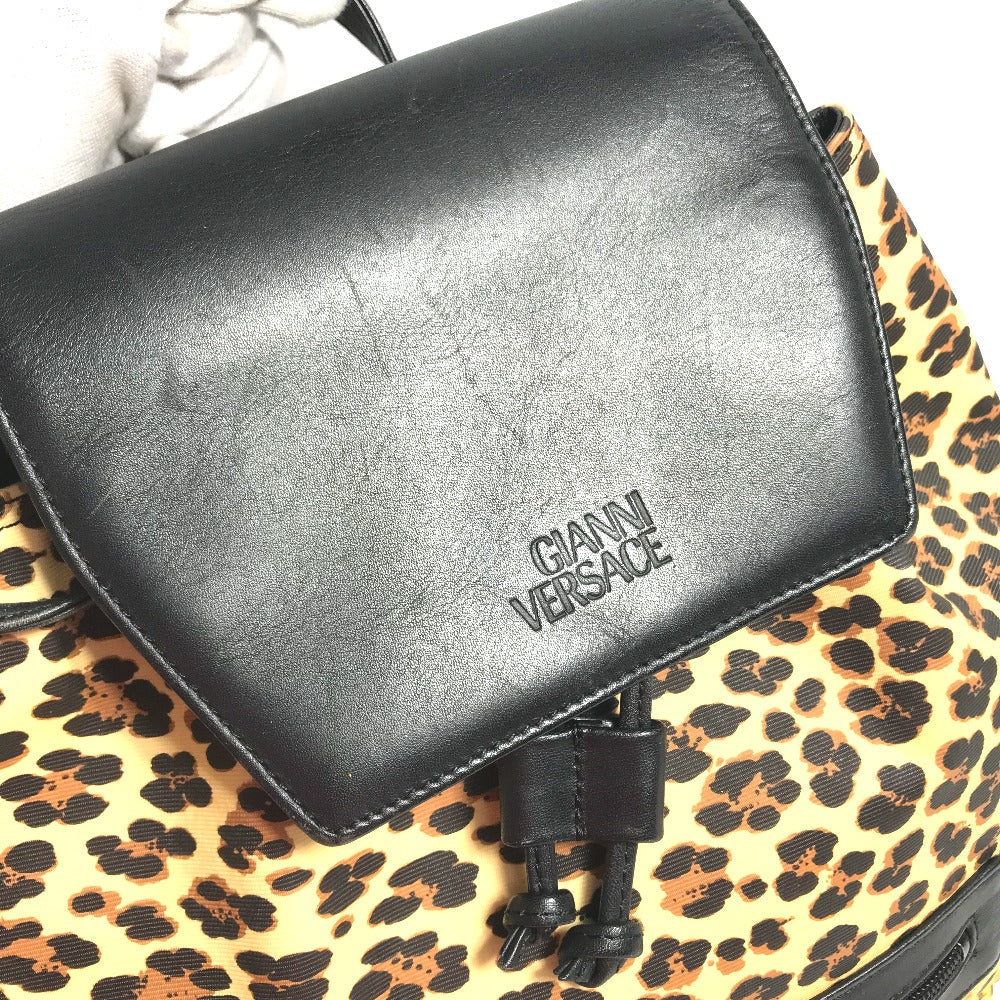 VERSACE Backpack PVC, Leather yellow vintage leopard leopard leopard Women Used Authentic