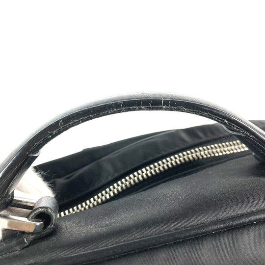 VERSACE Backpack Nylon, Leather black logo mens Used Authentic