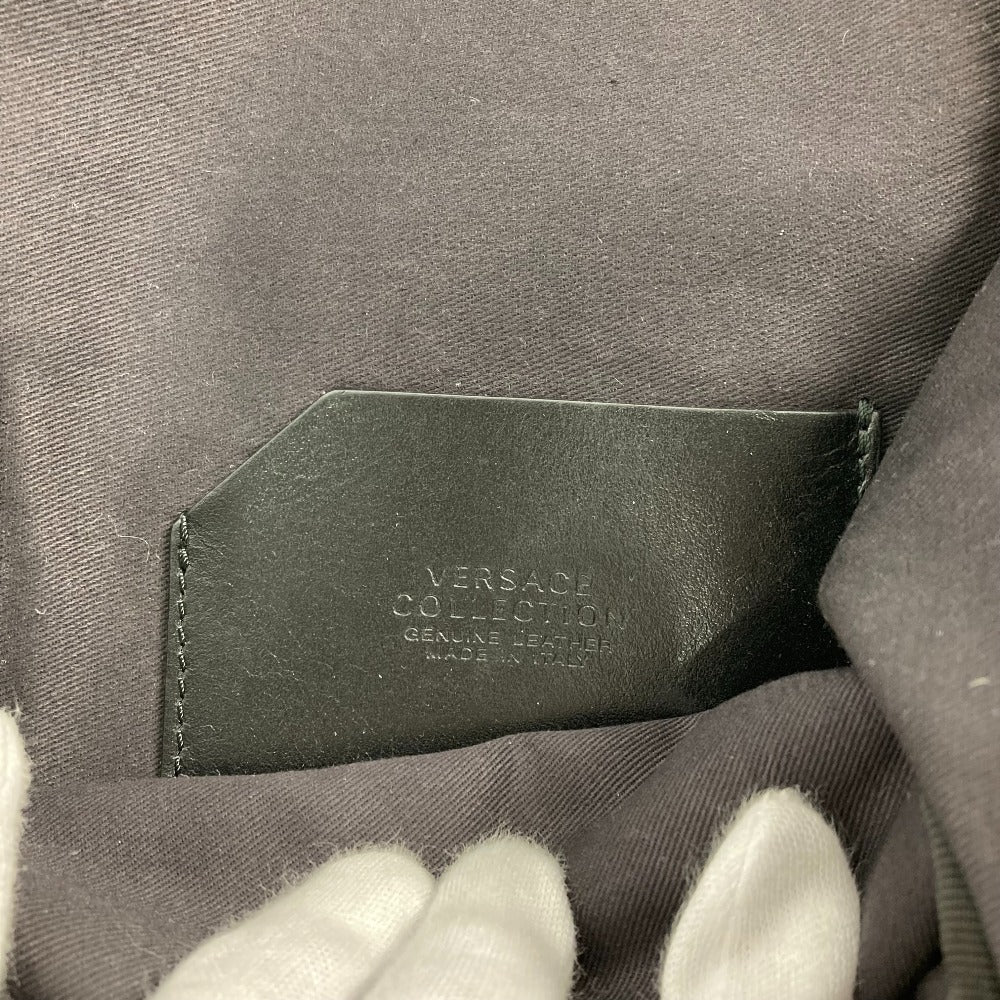 VERSACE Backpack Nylon, Leather black logo mens Used Authentic