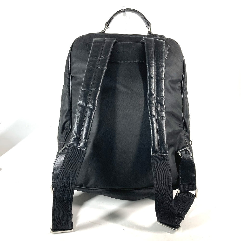 VERSACE Backpack Nylon, Leather black logo mens Used Authentic