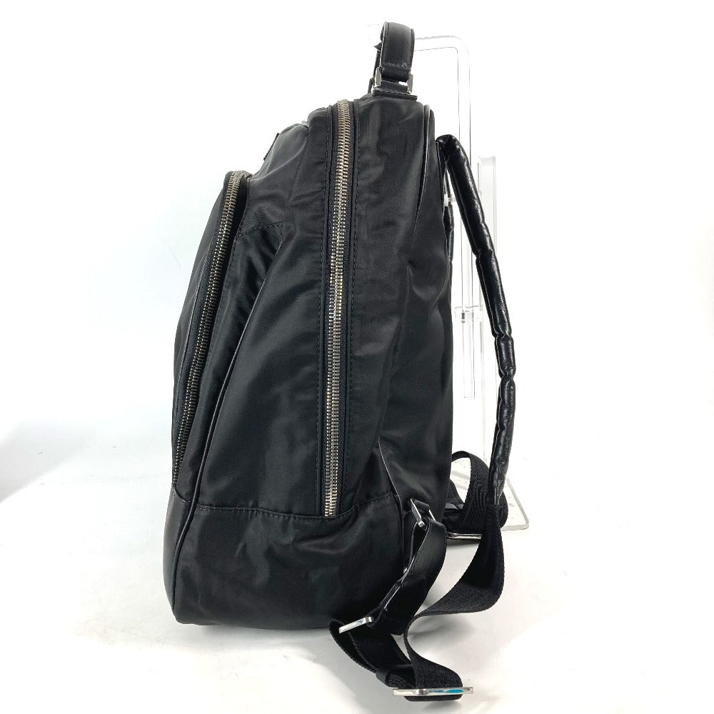 VERSACE Backpack Nylon, Leather black logo mens Used Authentic
