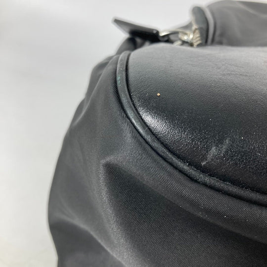 VERSACE Backpack Nylon, Leather black logo mens Used Authentic