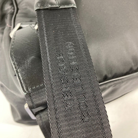 VERSACE Backpack Nylon, Leather black logo mens Used Authentic
