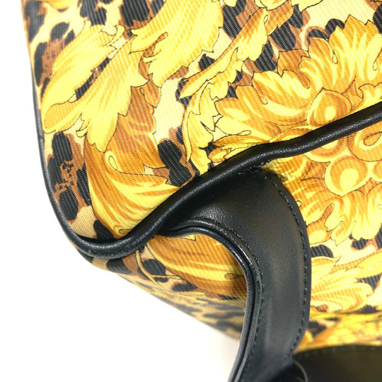 VERSACE Backpack PVC / Leather yellow vintage Leopard leopard print leopard Women Used Authentic