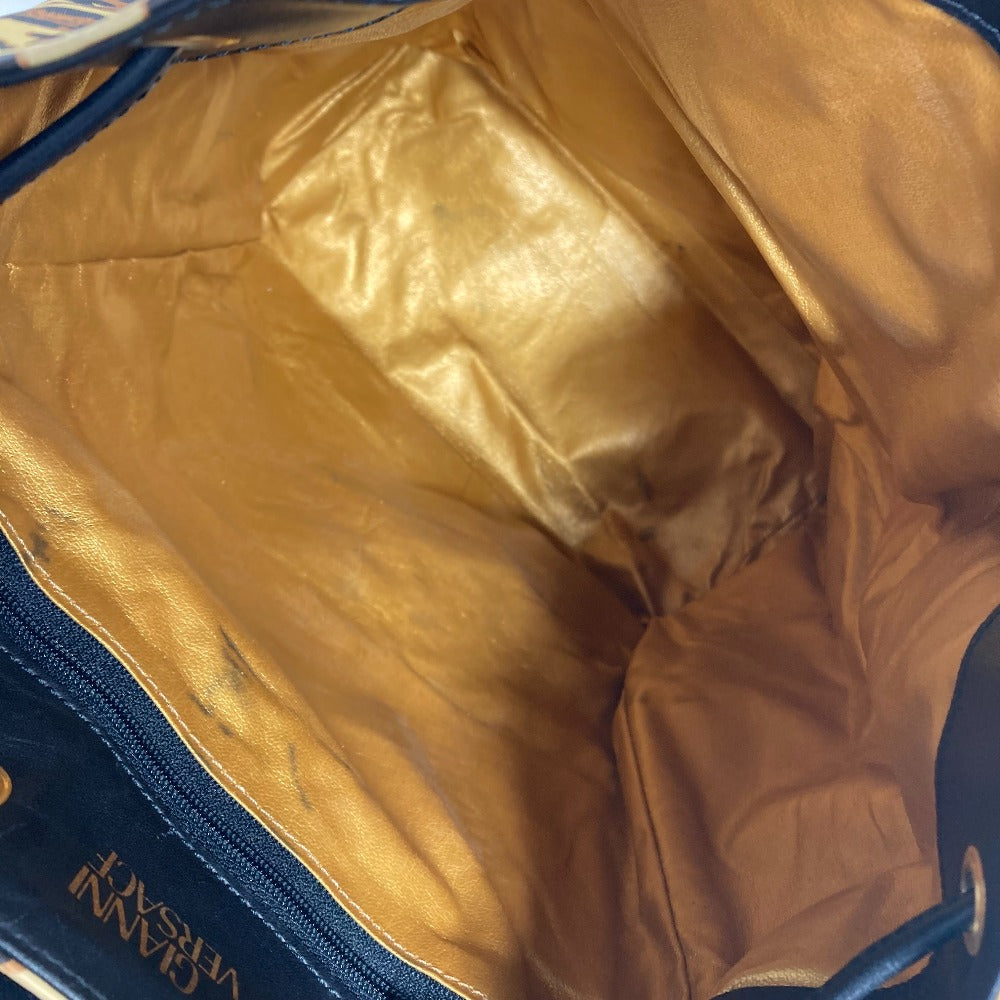 VERSACE Backpack PVC / Leather yellow vintage Leopard leopard print leopard Women Used Authentic