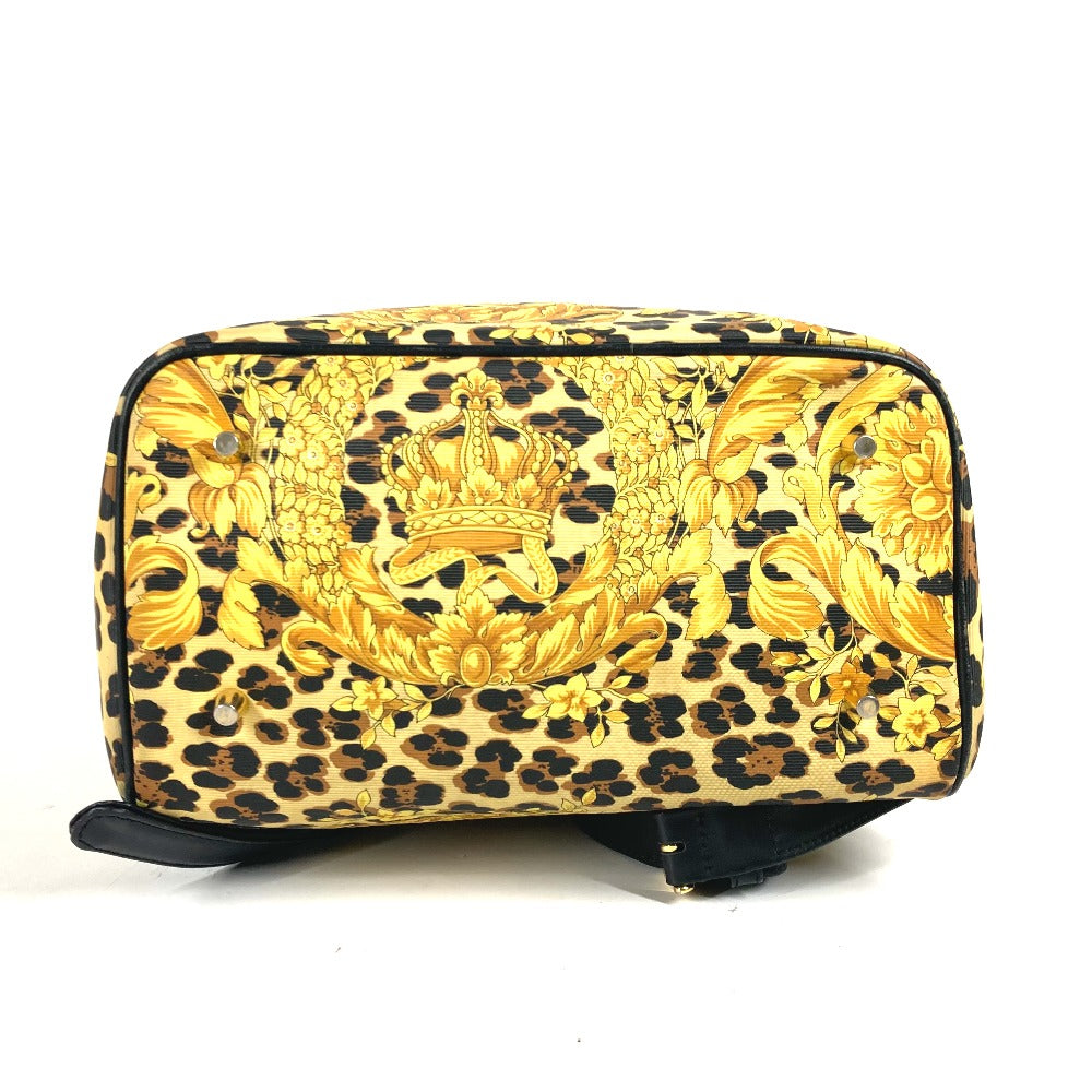 VERSACE Backpack PVC / Leather yellow vintage Leopard leopard print leopard Women Used Authentic