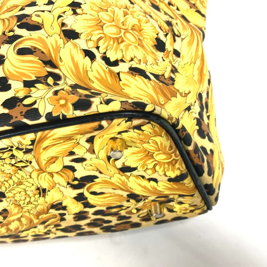 VERSACE Backpack PVC / Leather yellow vintage Leopard leopard print leopard Women Used Authentic