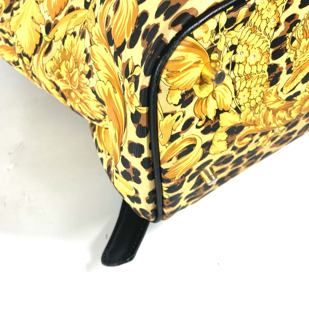 VERSACE Backpack PVC / Leather yellow vintage Leopard leopard print leopard Women Used Authentic