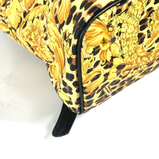 VERSACE Backpack PVC / Leather yellow vintage Leopard leopard print leopard Women Used Authentic