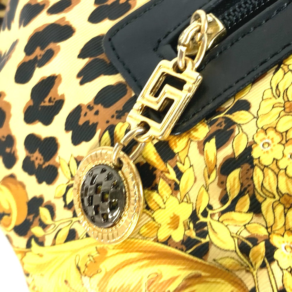 VERSACE Backpack PVC / Leather yellow vintage Leopard leopard print leopard Women Used Authentic
