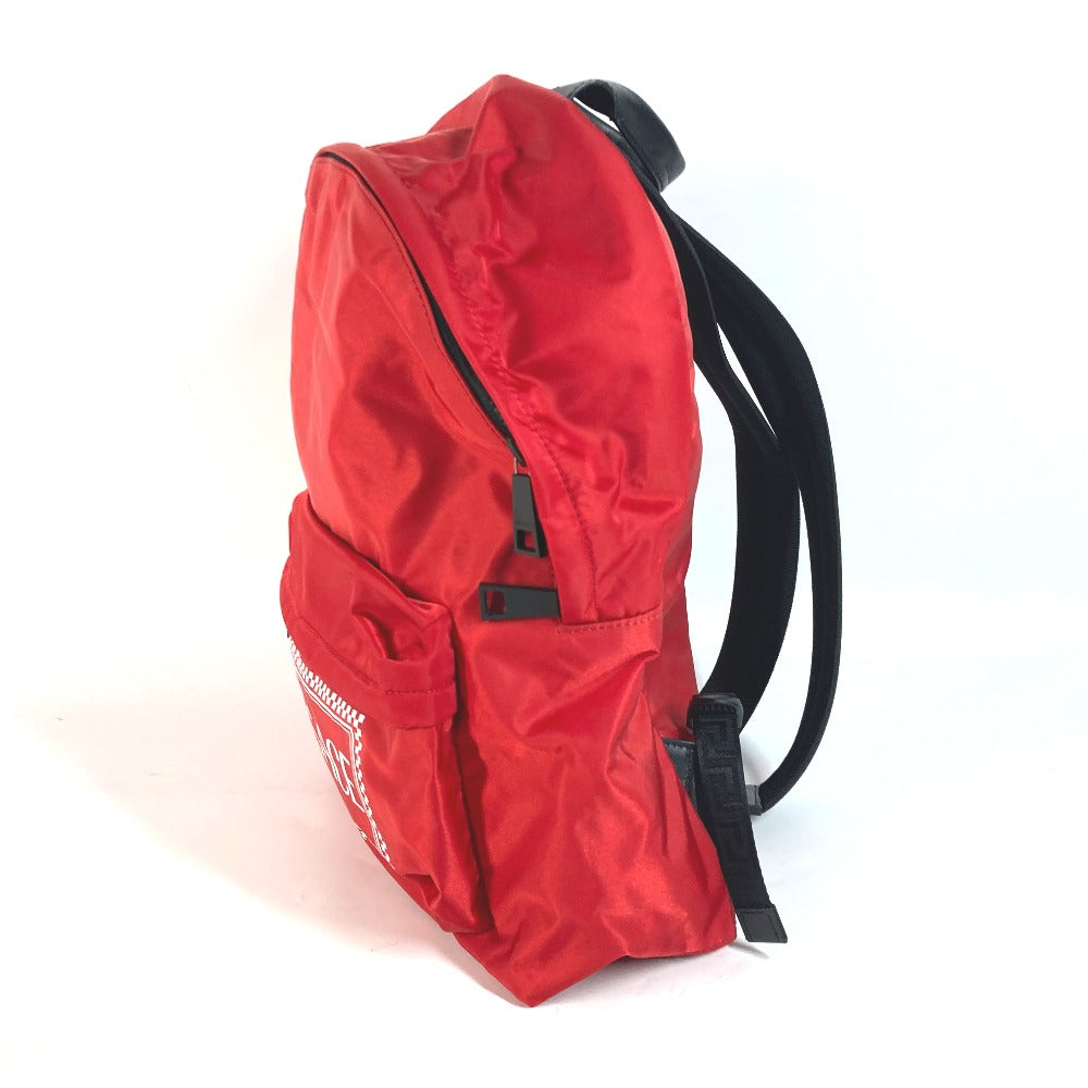 VERSACE Backpack Nylon Red By color logo Women Used Authentic
