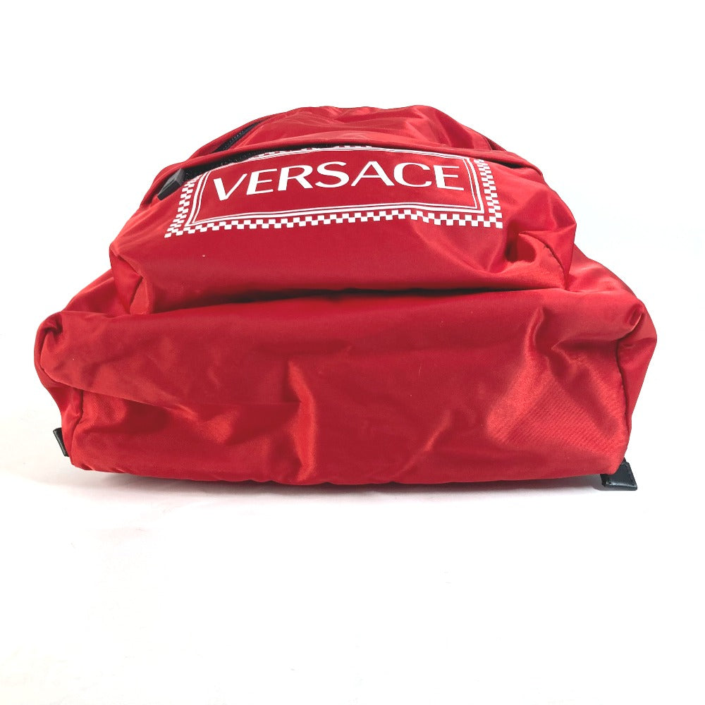 VERSACE Backpack Nylon Red By color logo Women Used Authentic