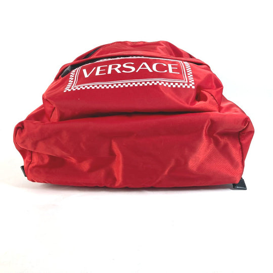 VERSACE Backpack Nylon Red By color logo Women Used Authentic