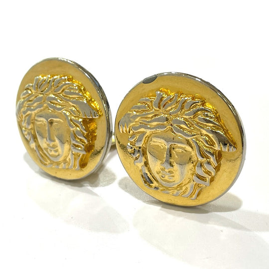 VERSACE Earring metal gold Medusa round Women Used Authentic