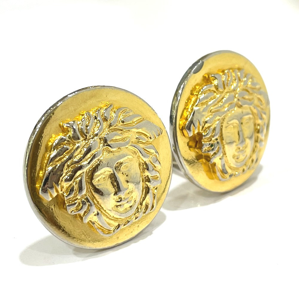 VERSACE Earring metal gold Medusa round Women Used Authentic