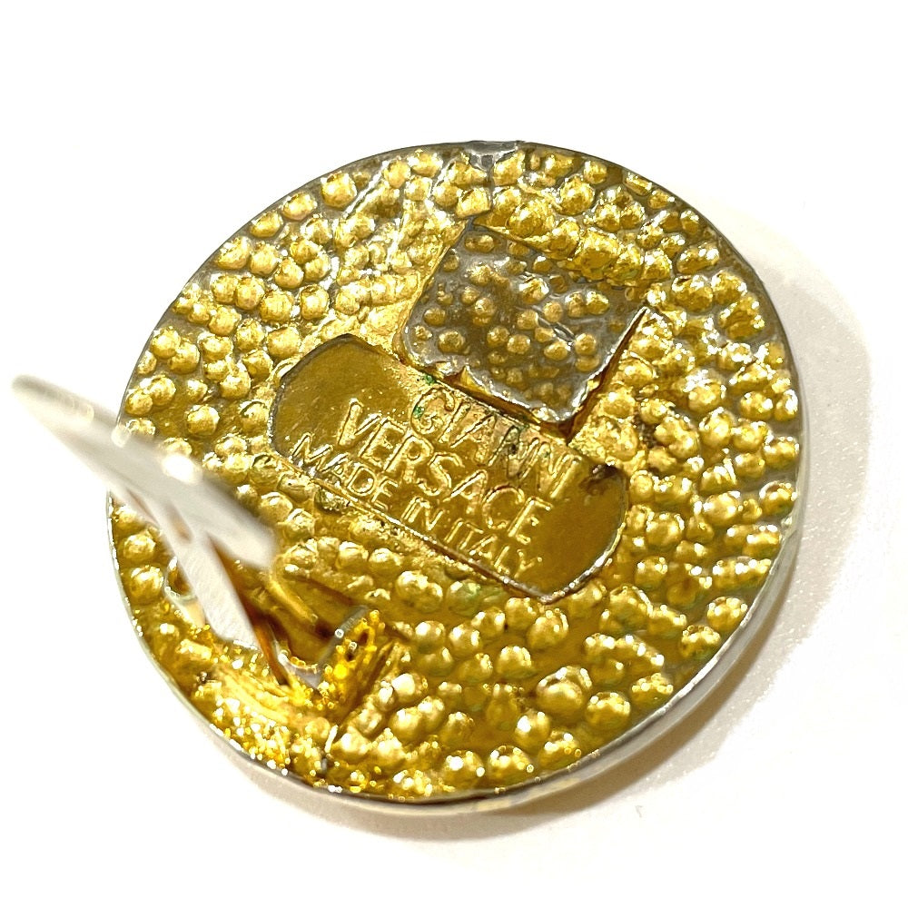 VERSACE Earring metal gold Medusa round Women Used Authentic