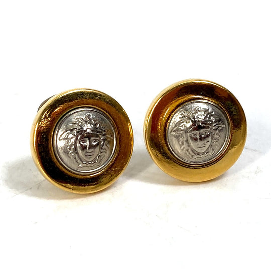 VERSACE Earring metal gold Accessories round medusa Women Used Authentic