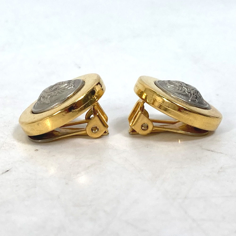 VERSACE Earring metal gold Accessories round medusa Women Used Authentic