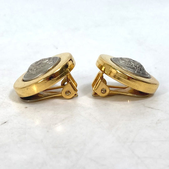 VERSACE Earring metal gold Accessories round medusa Women Used Authentic