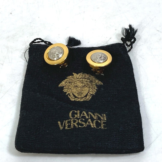 VERSACE Earring metal gold Accessories round medusa Women Used Authentic