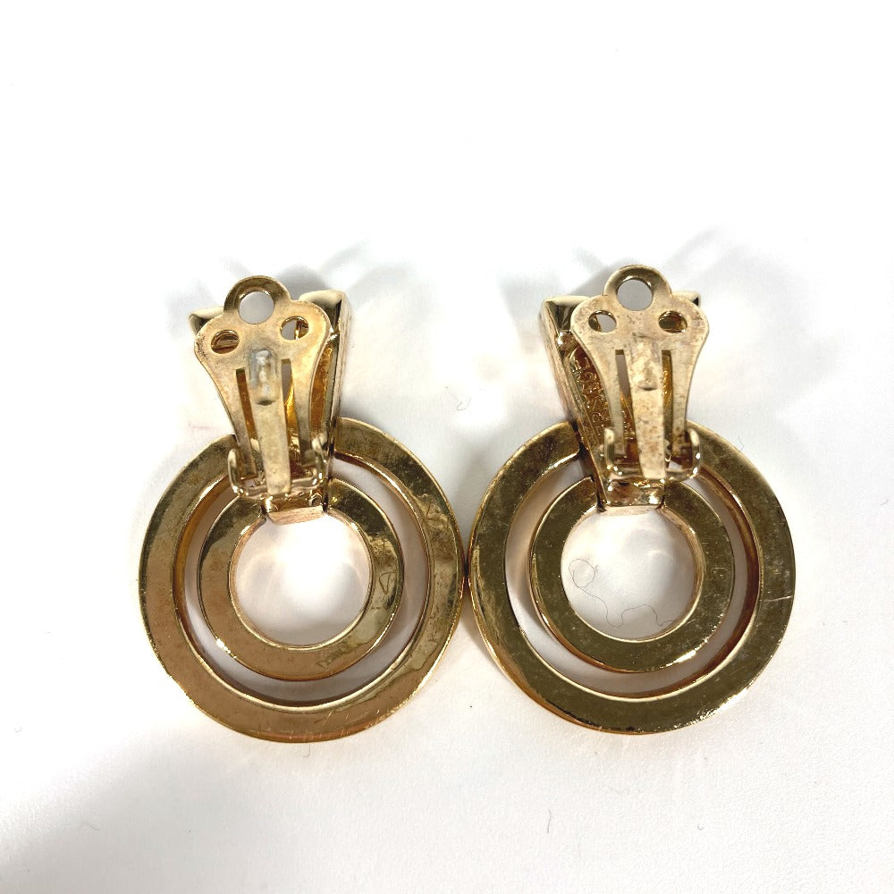 VERSACE Earring metal gold V logo rhinestone Women Used Authentic