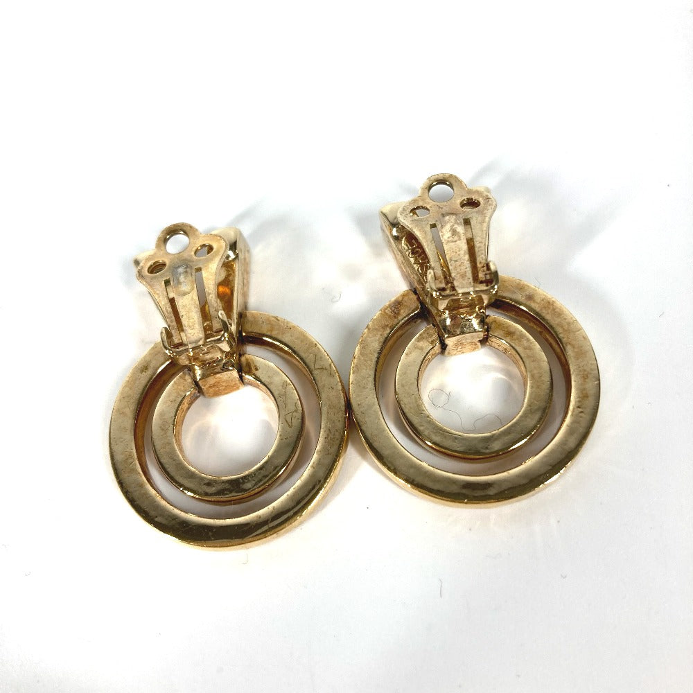 VERSACE Earring metal gold V logo rhinestone Women Used Authentic