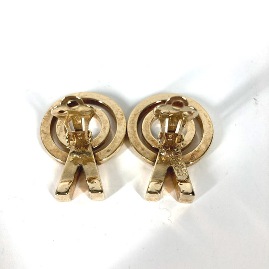 VERSACE Earring metal gold V logo rhinestone Women Used Authentic