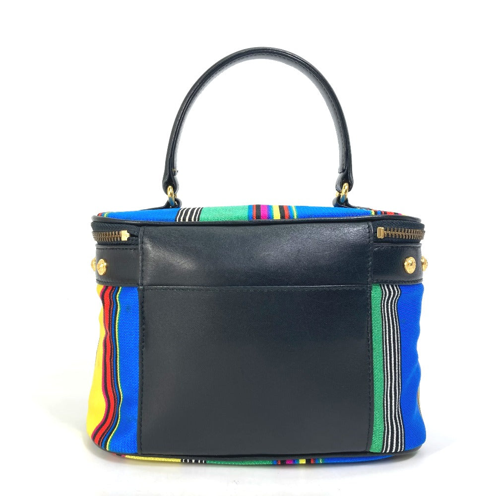 VERSACE Vanity bag Canvas / leather multicolor vintage stripe Women Used Authentic