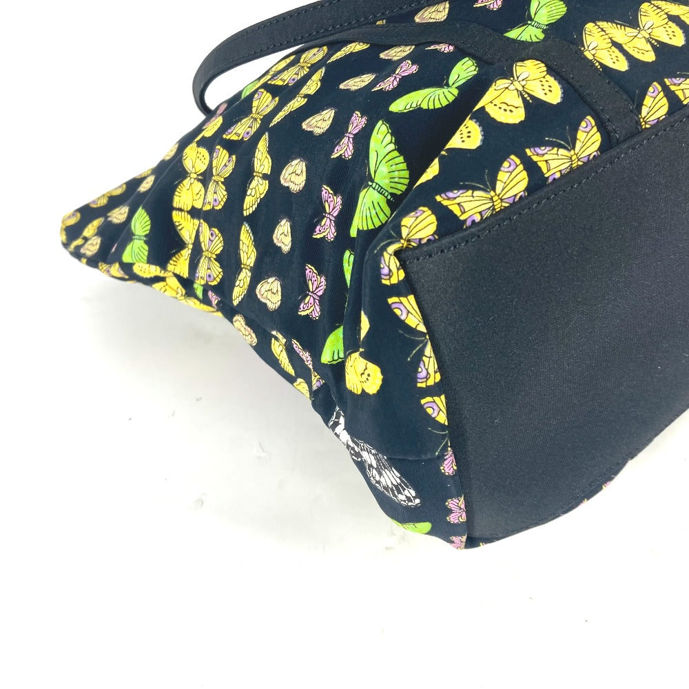 VERSACE Tote Bag Nylon canvas black vintage Butterfly Women Used Authentic