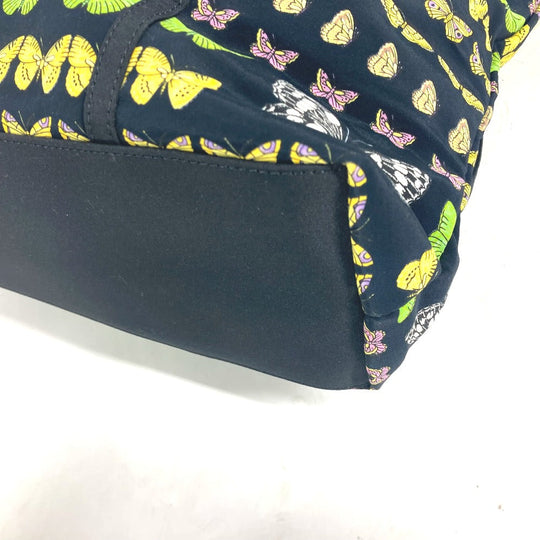 VERSACE Tote Bag Nylon canvas black vintage Butterfly Women Used Authentic