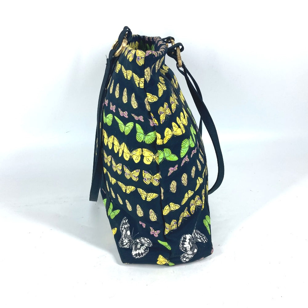 VERSACE Tote Bag Nylon canvas black vintage Butterfly Women Used Authentic