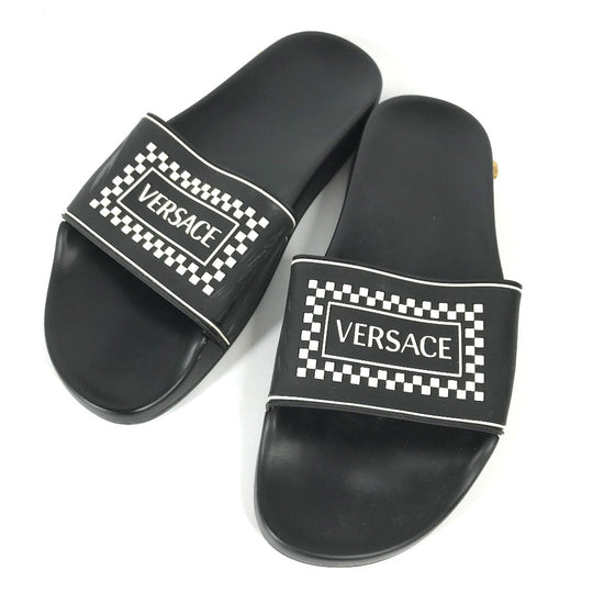 VERSACE Sandals rubber black shower sandals shoes shoes logo Women 37 Used Authentic