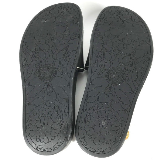 VERSACE Sandals rubber black shower sandals shoes shoes logo Women 37 Used Authentic